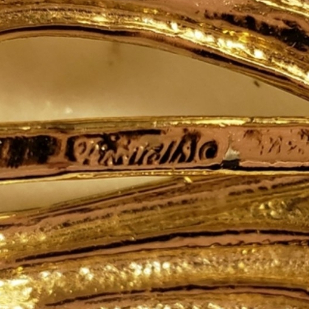 RARE Authentic Vintage Angel Wing Scarf Slide Luxury Gold Jewelry Celeb Style - Picture 11 of 15